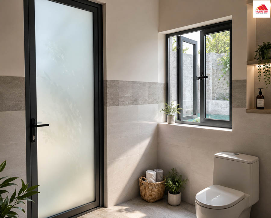 Cửa nhôm kính cho nhà vệ sinh